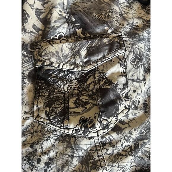 Fox Racing Board Shorts Mens 33 Black White Graphiti Cargo Pocket Unlined - Picture 5 of 6